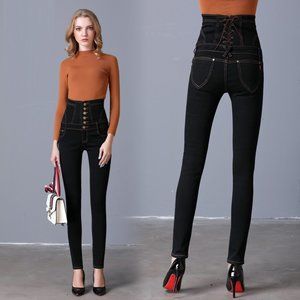 2020 Spring New Black High Waist Jeans